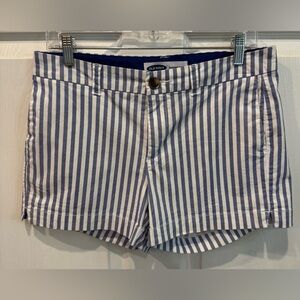 Old Navy Everyday Shorts Stripe Chino Blue White Striped Women’s Size 6